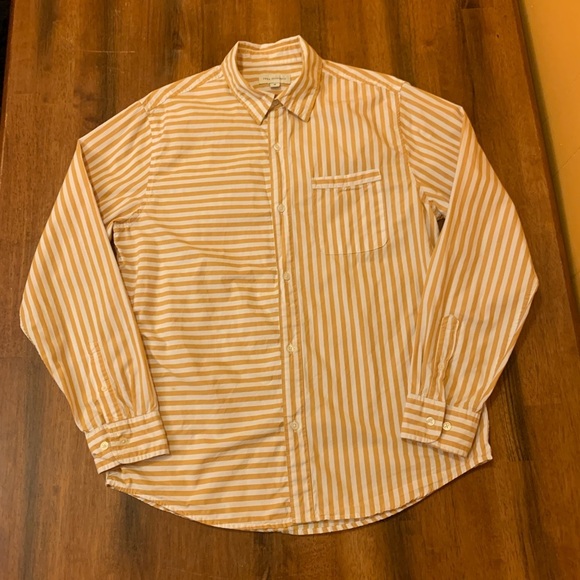 Free Assembly Tops - Free Assembly button down top Medium White Mustard Yellow Stripes long-sleeve
